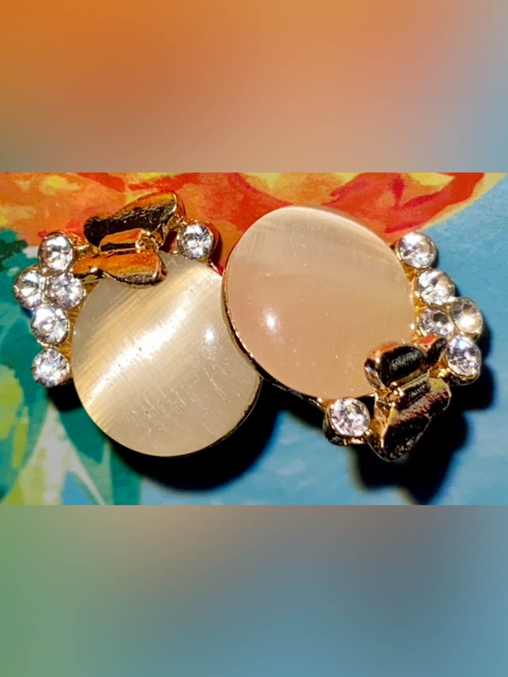 Gold Tone Elegant Champagne Gemstones, Butterfly and Sparkling Crystal Clusters
